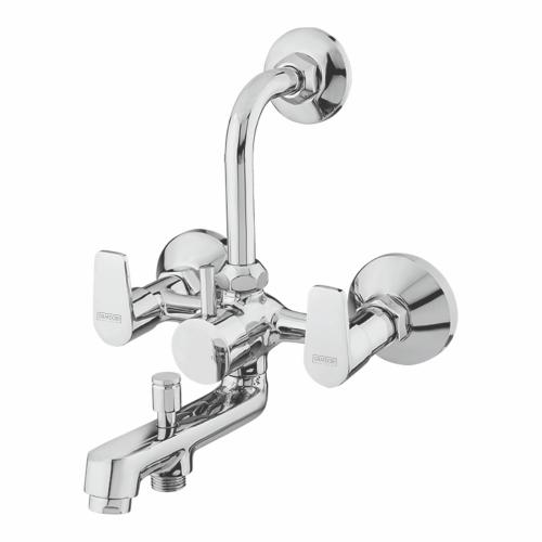 Wall Mixer Three in One with Provision for Overhead Shower with L-Bend Pipe Chrome